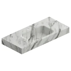 Plan vasque L.100 x P.45,3 x H.10 cm, finition blanc veiné, Stonetec