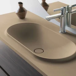 Plan vasque lavabo POALGI résine Wraitom 100x46 cm beige albero série Bül