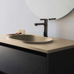 Plan vasque lavabo POALGI résine Wraitom 100x46 cm beige albero série Bül