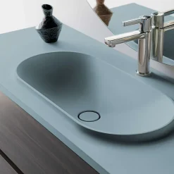 Plan vasque lavabo POALGI résine Wraitom 80x46 cm vert liquen série Bül