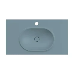 Plan vasque lavabo POALGI résine Wraitom 80x46 cm vert liquen série Bül
