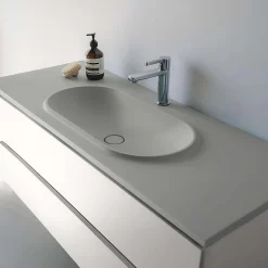 Plan vasque lavabo POALGI résine Wraitom 100x46 cm gris humo série Bül