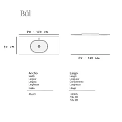 Plan vasque lavabo POALGI résine Wraitom 100x46 cm blanc marfil série Bül