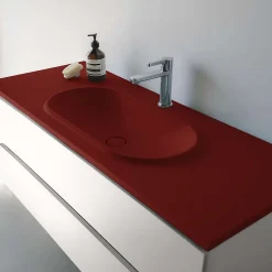 Plan vasque lavabo POALGI résine Wraitom 80x46 cm rouge tassili série Bül
