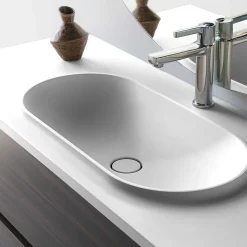 Plan vasque lavabo POALGI résine Wraitom 100x46 cm blanc série Bül
