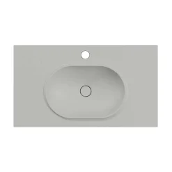 Plan vasque lavabo POALGI résine Wraitom 120x46 cm gris humo série Bül