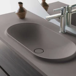 Plan vasque lavabo POALGI résine Wraitom 120x46 cm gris concret série Bül