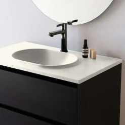 Plan vasque lavabo POALGI résine Wraitom 80x46 cm blanc marfil série Bül