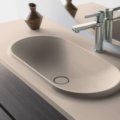 Plan vasque lavabo POALGI résine Wraitom 80x46 cm blanc perle série Bül