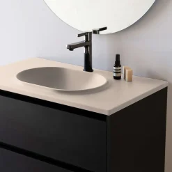 Plan vasque lavabo POALGI résine Wraitom 80x46 cm blanc perle série Bül