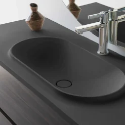 Plan vasque lavabo POALGI résine Wraitom 120x46 cm noir antracita série Bül