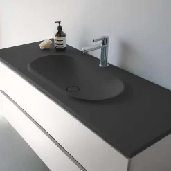 Plan vasque lavabo POALGI résine Wraitom 80x46 cm noir antracita série Bül