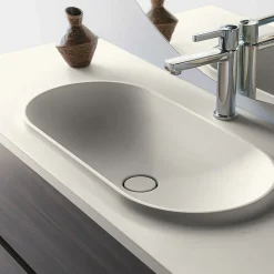 Plan vasque lavabo POALGI résine Wraitom 120x46 cm blanc marfil série Bül