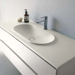 Plan vasque lavabo POALGI résine Wraitom 120x46 cm blanc marfil série Bül