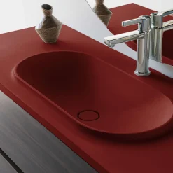 Plan vasque lavabo POALGI résine Wraitom 100x46 cm rouge tassili série Bül