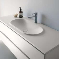 Plan vasque lavabo POALGI résine Wraitom 80x46 cm blanc série Bül