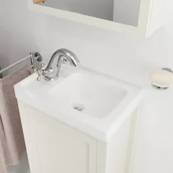 Plan vasque lave-mains blanc GoodHome Lana L. 44,7 x H. 14,2 x P. 30,7 cm