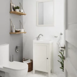 Plan vasque lave-mains blanc GoodHome Lana L. 44,7 x H. 14,2 x P. 30,7 cm