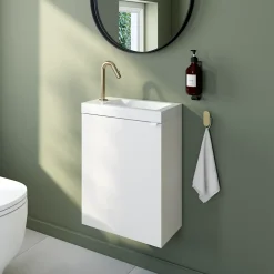Plan vasque lave-mains blanc en résine, GoodHome Beni