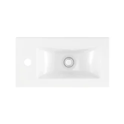 Plan vasque lave-mains en céramique blanche l.44,4 x H.13 x P.23,5 cm Nira