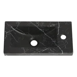 Plan vasque lave-mains en céramique l.44,2 x H.5 x P.23,2 cm, effet marbre noir, Homesight