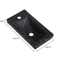 Plan vasque lave-mains en céramique l.44,2 x H.5 x P.23,2 cm, effet marbre noir, Homesight