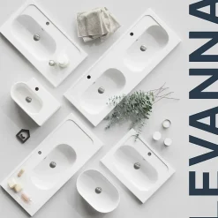 Plan vasque lave-mains en céramique, l.47,5 x H.13,3 x P.29,5 cm, blanc, GoodHome Levanna