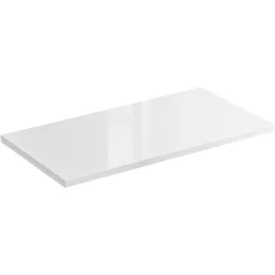 Plan vasque NALYA 61 cm Blanc brillant et chene clair Plateau pour meuble suspendu