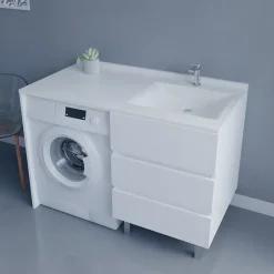 Plan vasque RESIPLAN - 124 cm avec vasque déportée à droite