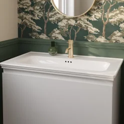 Plan vasque simple blanc en céramique l.80 cm, GoodHome Endell