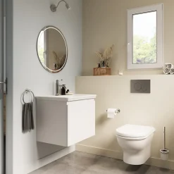 Plan vasque simple blanc en céramique l.60 cm, GoodHome Endell