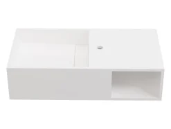 Plan vasque suspendu en solid surface avec niche - Blanc - L80 x l40 x H20 cm - GOYOKO