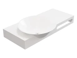 Plan vasque suspendu en solid surface avec porte serviettes - Blanc - L100 x l54 x H20 cm - YUMIKO