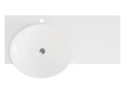 Plan vasque suspendu en solid surface avec porte serviettes - Blanc - L100 x l54 x H20 cm - YUMIKO