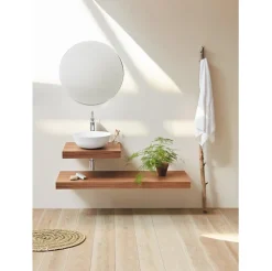 Plan vasque suspendu ZERO pour salle de bain design noyer 52 x 120 cm