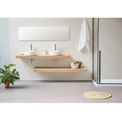 Plan vasque suspendu ZERO pour salle de bain design chêne 52 x 180 cm