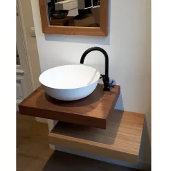 Plan vasque suspendu ZERO pour salle de bain design noyer 45 x 140 cm