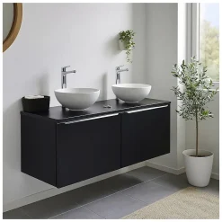 Plan vasque VANTA 120 cm noir Plateau pour meuble sous vasque