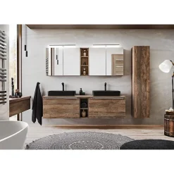 Plan vasque VANTA chene foncé 140 cm Tablette de salle de bain