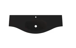Plan vasque verre noir mat version centre l.138 cm, Vague