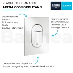 Plaque de commande WC GROHE Arena Cosmopolitan S Blanc alpin