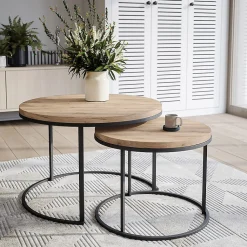 Plateau laminé chêne sonoma rond, diamètre 90 cm, pour bureau, table, table basse