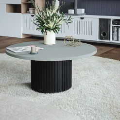 Plateau laminé gris rond, diamètre 50 cm, pour bureau, table, table basse