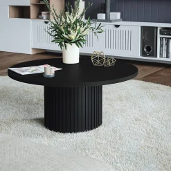 Plateau laminé noir rond, diamètre 68 cm, pour bureau, table, table basse