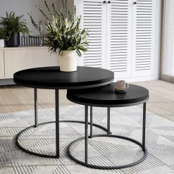 Plateau laminé noir rond, diamètre 50 cm, pour bureau, table, table basse