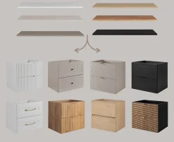 Plateau pour armoire de salle de bain, couleur: Chêne Foncé, dimensions: 120 x 45 x 1,6 cm