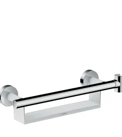 Poignée d'appui avec tablette et support de douchette, blanc et chrome, Hansgrohe Comfort Unica