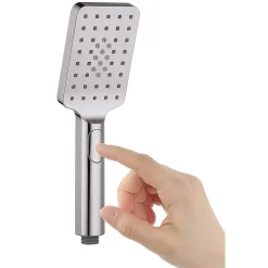 Poignée de douche 3 positions Maneral BER carrée finition chrome poli en ABS Kibath