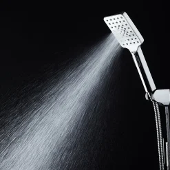 Poignée de douche 3 positions Maneral BER carrée finition chrome poli en ABS Kibath