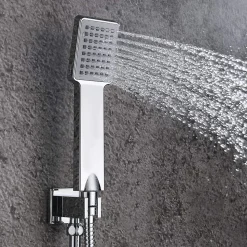 Poignée de douche manuelle 1 position carrée finition chrome poli en ABS Kibath